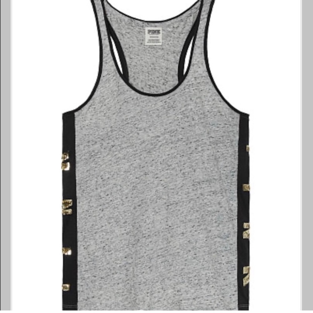 Grey Soft-tee racerback Victoria Secret Pink Bling Tank- Size Small